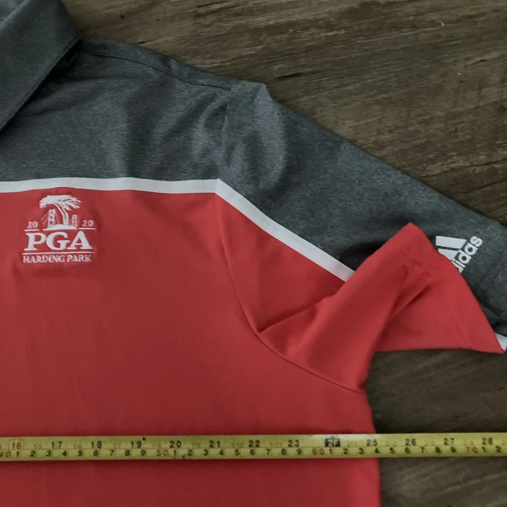 Adidas Shirt Mens XL Red Gray 2020 PGA Harding Park Golf Polo‎ Short Sleeve